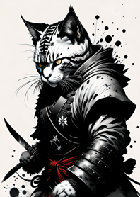 Ink wash cat samurai 771AA2
