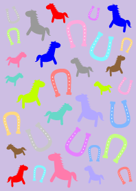 ウマと馬蹄のカラフル着せかえ　紫