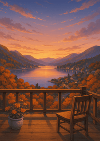 Autumn Lake Sunset Balcony