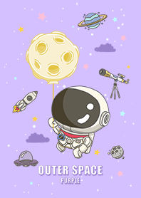 浩瀚宇宙 可愛寶貝太空人 滿月 紫色星空3