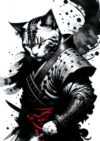 Ink wash cat samurai BC5C95