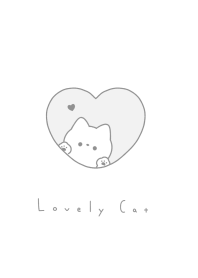 Cat in Heart(line)/light gray