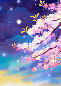 Beautiful night cherry blossoms#12