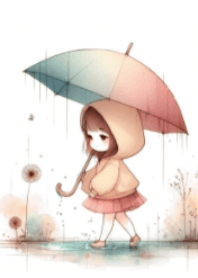 Cute Girl on Rainy Day V.9