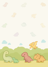 Colorful little dinosaur/pattern/white