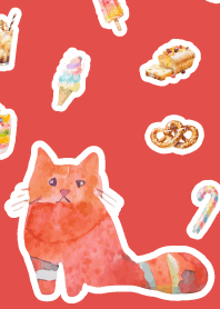 Sweets and cat red