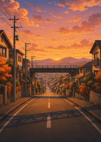 Golden Sunset Town Street