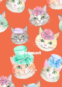 Big Stylish Cat on red & yellow JP