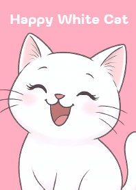แมวน้อยสีขาว ร่าเริง (สีชมพู)