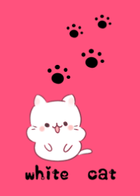 白ねこ＆足跡