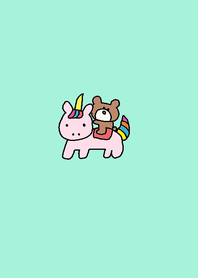 ユニコーンとくまのきせかえミントグリーン