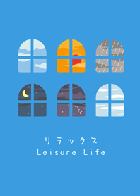 讓人放鬆的窗外風景(晴天藍色)