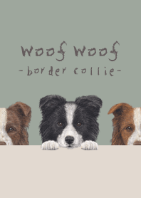 Woof Woof - Border Collie -  GREEN GRAY