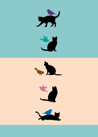 美しい飛ぶ鳥と黒い猫