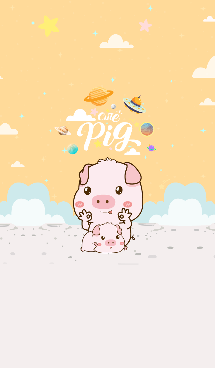 Cute Pigs Pastel Orange