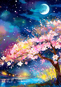 Beautiful night cherry blossoms#695