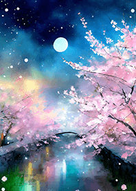 Beautiful night cherry blossoms#367