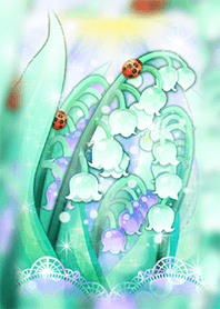 Lucky lily of the valley and ladybugs