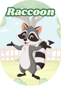 แรคคูนน่ารักและขี้เล่น (สีชมพู 01)