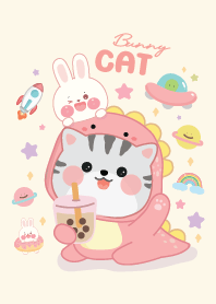 Cat dino & bunny : pink lover