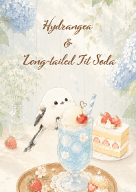 Hydrangea & Long-tailed Tit Soda