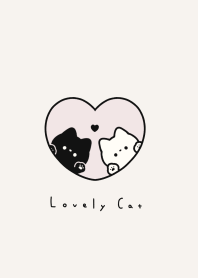 ねことハート。ピンクとブラウン.