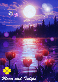 Moon and tulips