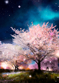 Beautiful night cherry blossoms#936