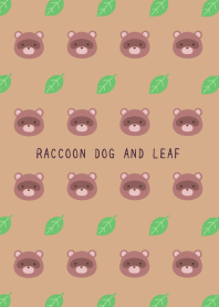 RACCOON DOG AND LEAFj-LIGHT BROWN