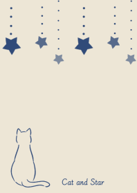猫と星 (ライトベージュ＊ネイビー)