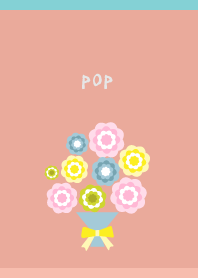 pop bouquet on pink & light blue