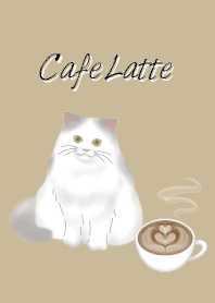 Cat and Cafe Latte Brown Simple Coffee