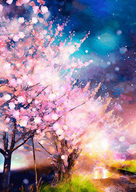 Beautiful night cherry blossoms#1378