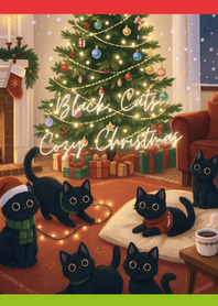 Black Cats Cozy Christmas Red Green