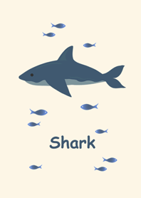 深藍色鯊魚和小魚
