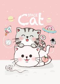 Cat Space Lover Pink Peach.