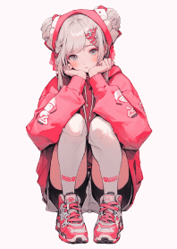 可愛的兔子包包頭少女