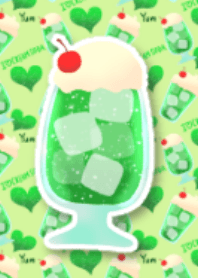 Green melon soda float