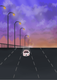 road and lights at sunset