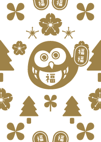 北欧風福フクロウ／金色
