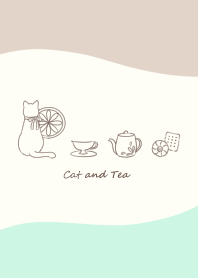 Cat and Tea -mint- wave