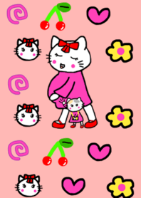 White cat mommy.Coral pink vr1