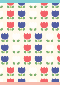 Retro three color tulips on P&B JP