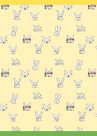 happy rabbit01 on yellow