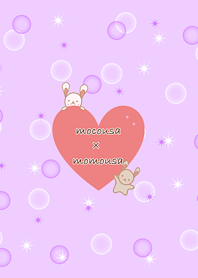 兔子MOMO & MOKO - 可愛的心-紫色