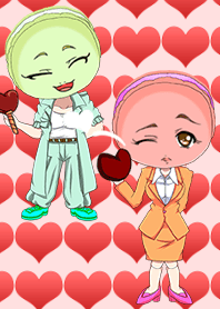 น่ารักสาว วาเลนไทน์ส้ม