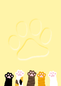 노란 고양이 손과 발자국_밝은 갈색