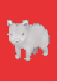 Rhinoceros Pixel Art Theme  Red 04