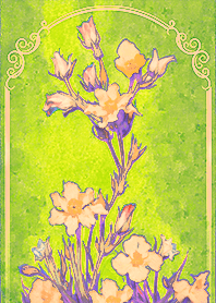 ภาพวาดสีน้ำมันดอกไม้ 2 หญ้าเขียว