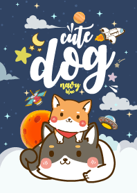 Cute Dog Galaxy Navy Blue